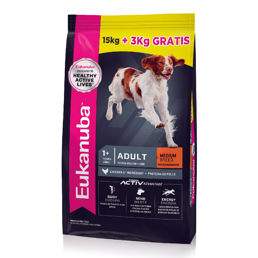 Alimento Eukanuba Perro Adulto Mediano 15+3kg
