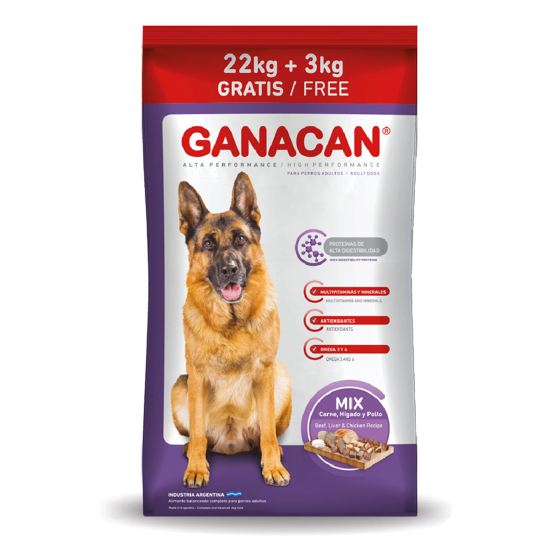 Alimento Ganacan Perro Adulto Mix 22+3kg
