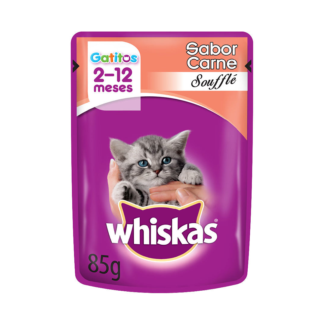 Pouch Whiskas Gatito Cachorro Carne en Soufflé
