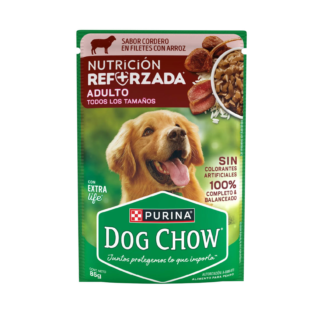 Pouch Dog Chow Nutrición Reforzada Perro Adulto Cordero