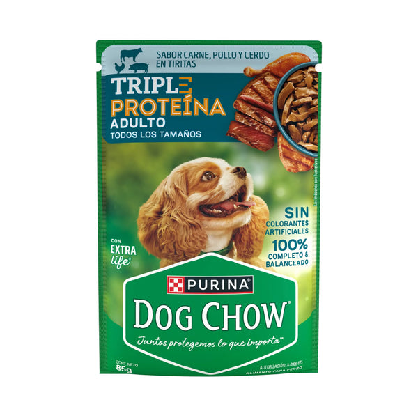 Pouch Dog Chow Triple Proteina Perro Adulto Carne Pollo Cerdo