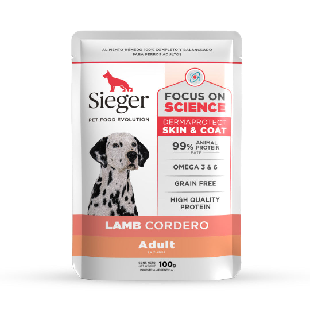 Pouch Sieger Perro Adulto Dermaprotect Cordero