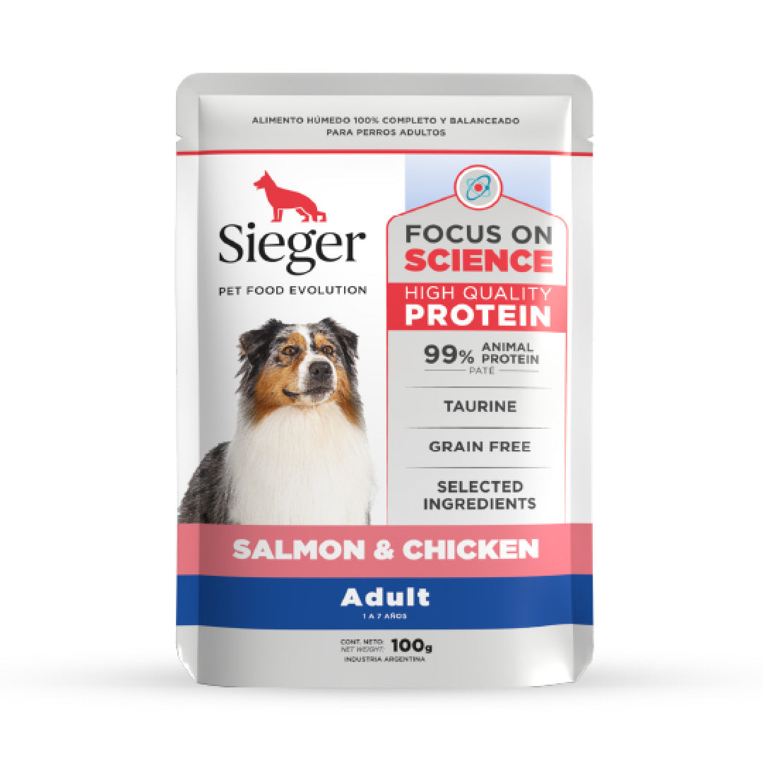 Pouch Sieger Perro Adulto sabor Salmón y Pollo