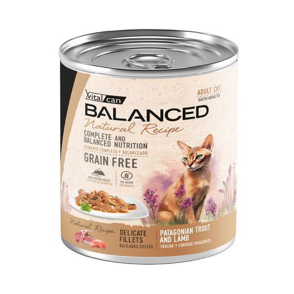 Lata Balanced Gato Adulto Filetes Trucha y Cordero