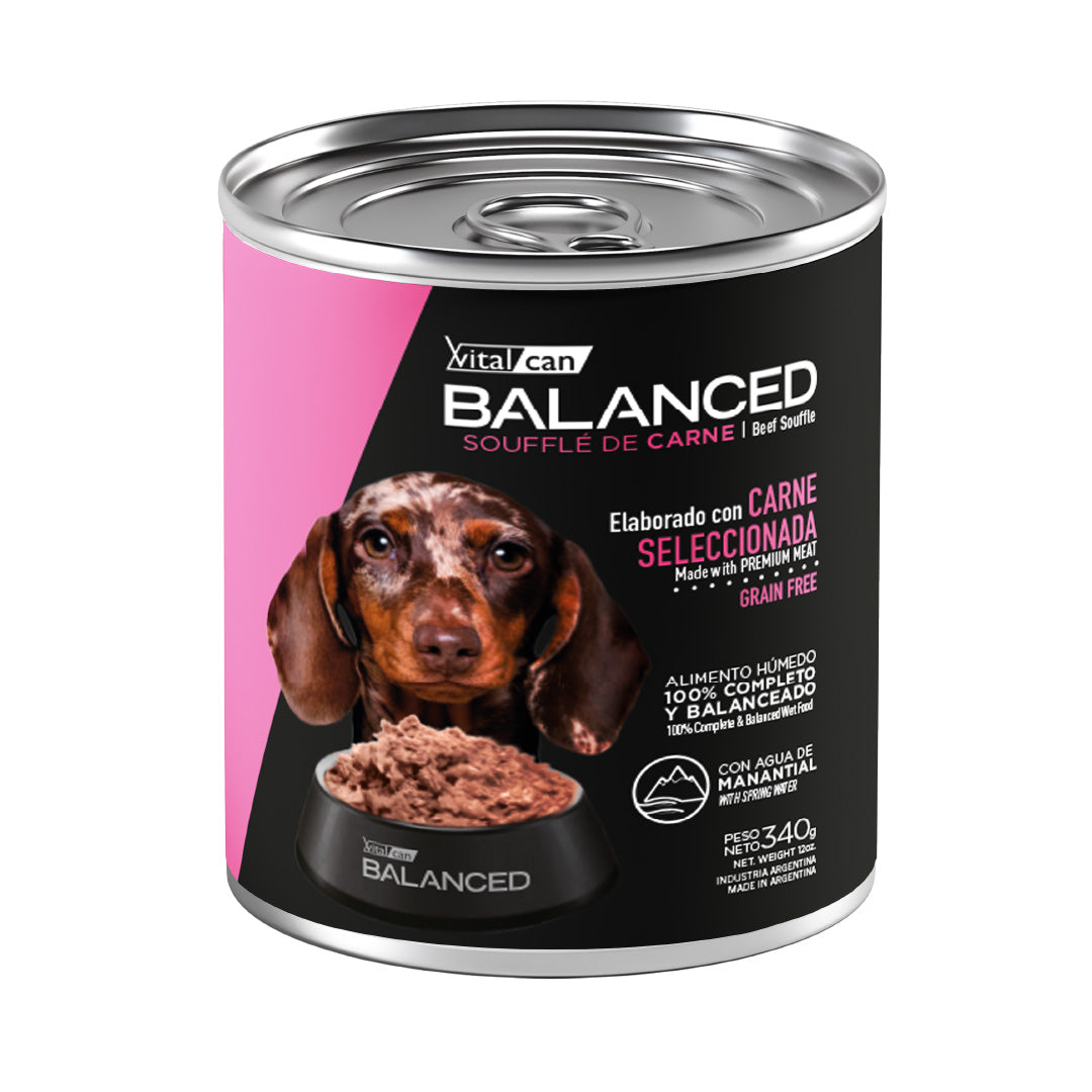 Lata Balanced Perro Cachorro Souffle Carne