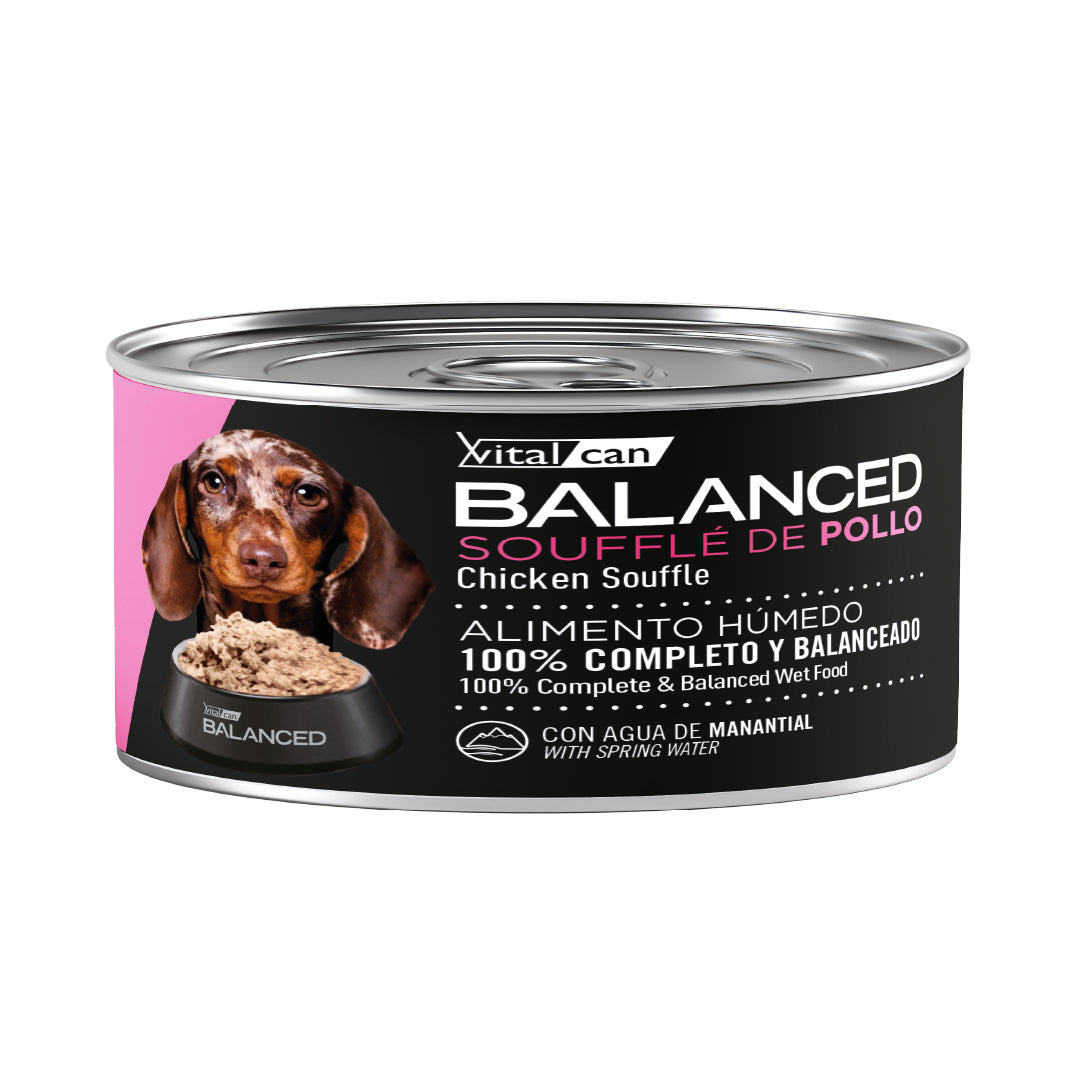 Lata Balanced Perro Cachorro Souffle Pollo